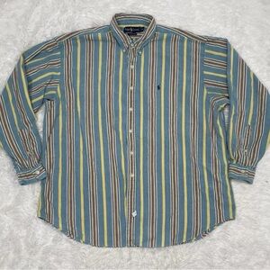 Vintage 90s Ralph Lauren The Big Shirt Mens Size XXL 2XL Striped Colorful Preppy